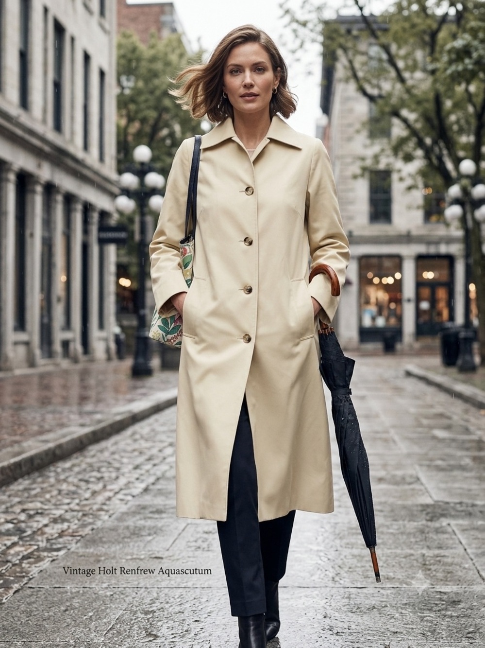 Vintage Cream Single-Breasted Trench Coat